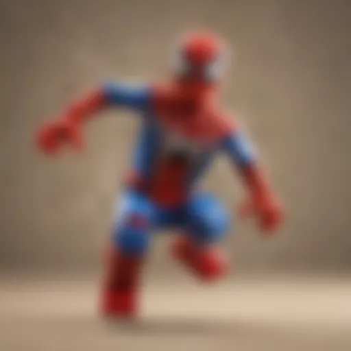 Lego Spidey in action, showcasing dynamic movement and excitement.