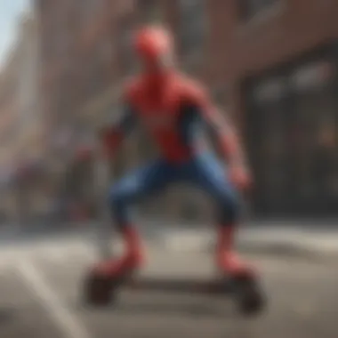 Children enjoying a ride on Spider-Man themed scooters