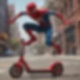 Vibrant Spider-Man scooter showcased in a Target aisle