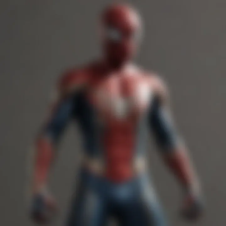 A close-up of Spider-Man's iconic suit.