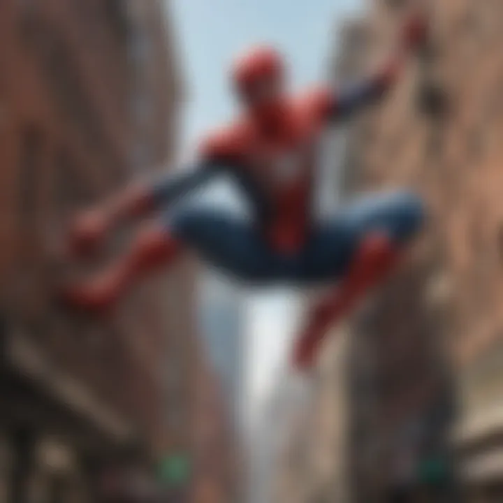 Spider-Man swinging through the city