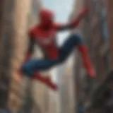 Spider-Man swinging through the city skyline