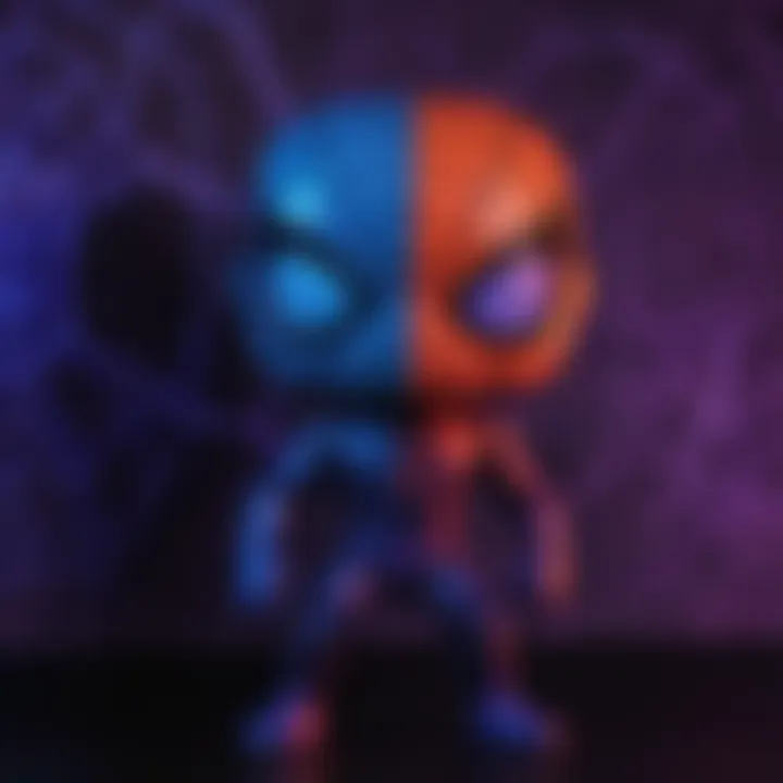 Artistic representation of Spider-Man Blacklight Funko amidst pop culture elements.