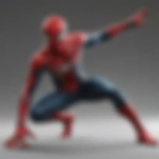 A vibrant Spider-Man costume displayed in a dynamic pose