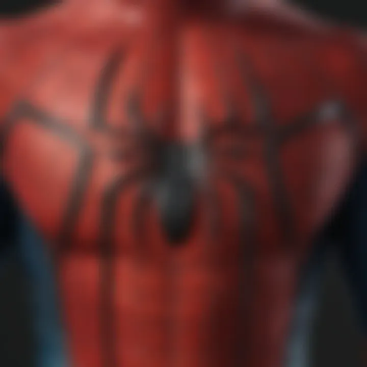 Close-up of Spider-Man costume details and design elements