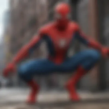 Spider-Man costume styled in urban setting