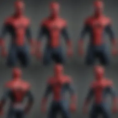 Visual evolution of Spider-Man costumes throughout the years