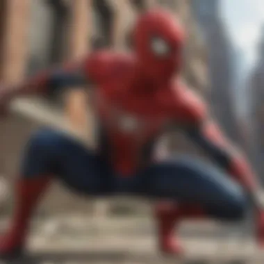 Spider-Man swinging through the city