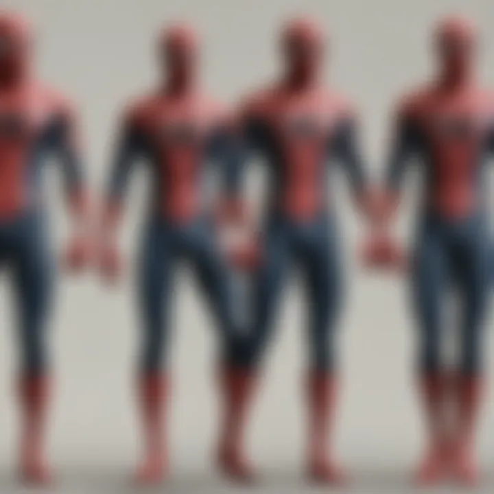 A collage of previous Spider-Man films, illustrating the franchise's evolution over time.