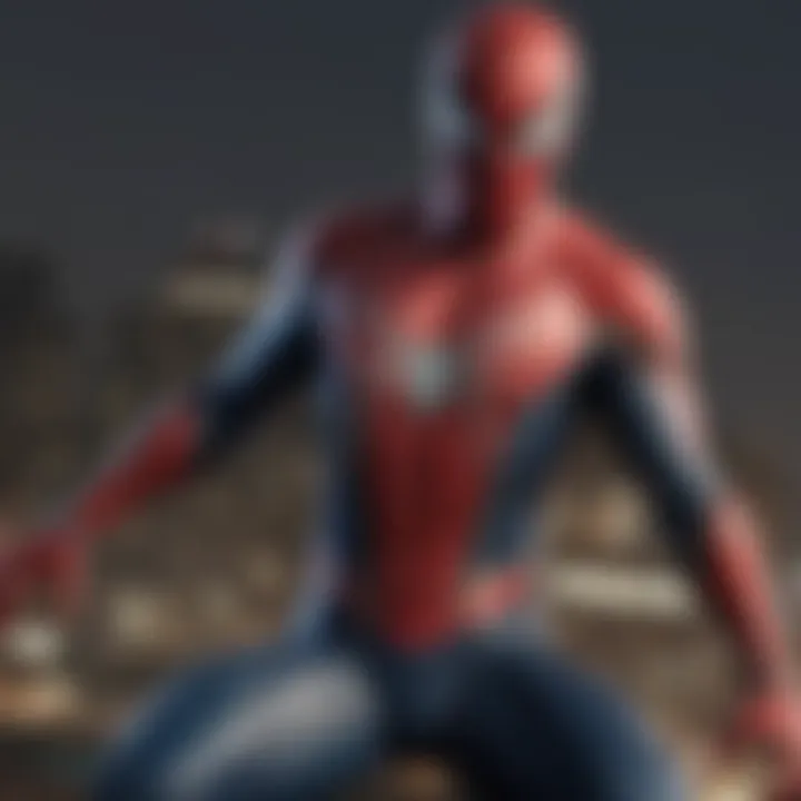 A close-up of Spider-Man's detailed character model