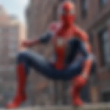 Dynamic Gameplay in Spider-Man PS5 Dynamic gameplay scene from Spider-Man PS5 showcasing web-slinging action
