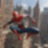 Spider-Man swinging through the city