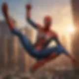 Iconic Spider-Man swinging through New York City