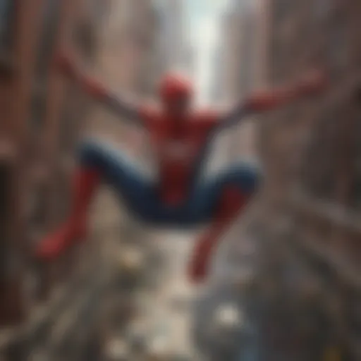 Spider-Man swinging through the city