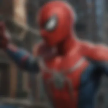 Close-up of Spider-Man's iconic web shooters in action