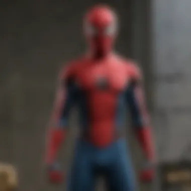 A close-up of Spider-Man's suit, showcasing the intricate details and design that reflect both his character and Disney's branding.