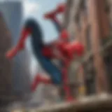 Spider-Man swinging through the city skyline