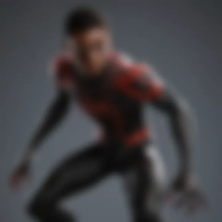 A close-up of Miles Morales with his iconic suit, highlighting character design and detail.