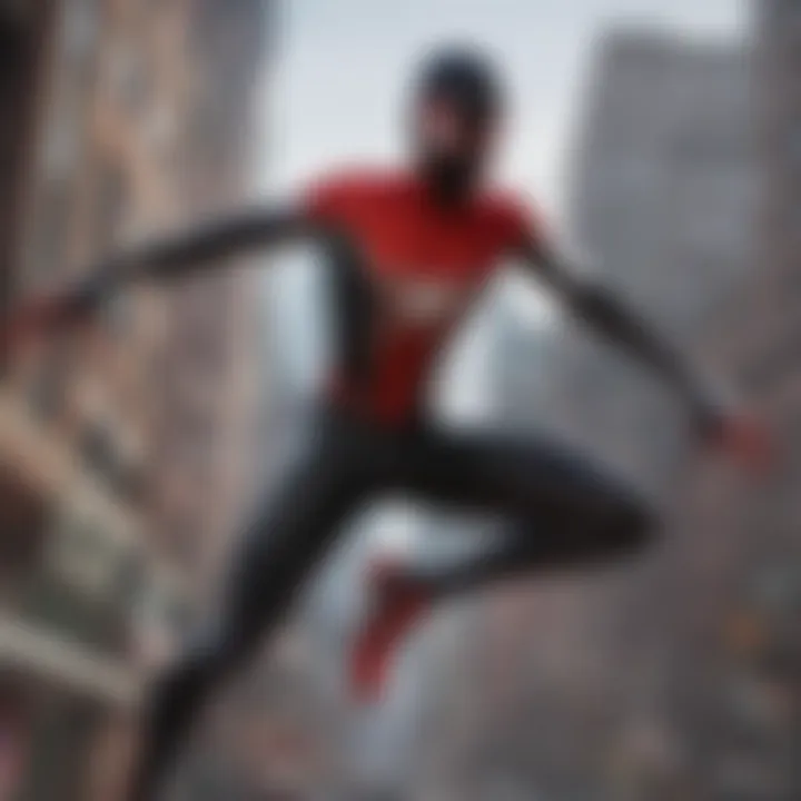 Dynamic combat scene showcasing Miles Morales in action against villains