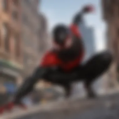 Dynamic Gameplay of Miles Morales Dynamic gameplay showcasing Miles Morales in action
