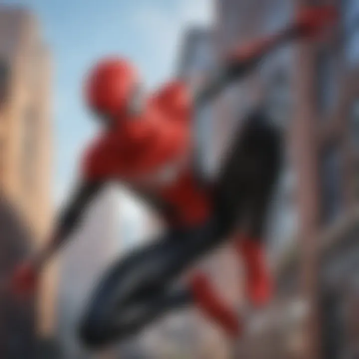 Dynamic gameplay of Spider-Man: Miles Morales showcasing web-swinging action