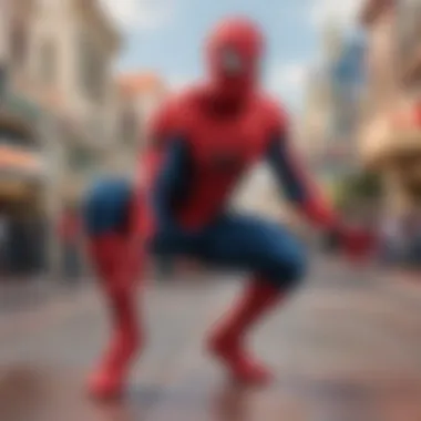 California Adventure and Spider-Man's Impact A panoramic view of California Adventure, highlighting Spider-Man's influence on the park