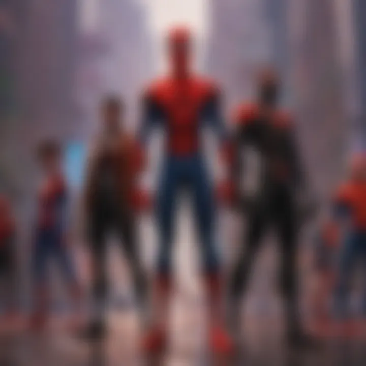 Dynamic scene showcasing the diverse Spider-Verse characters