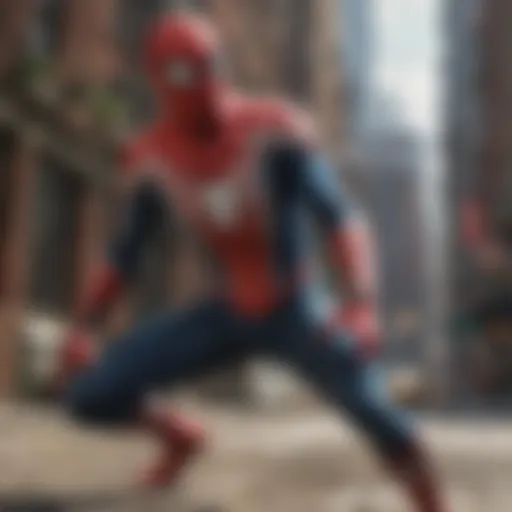 Heroic stance of Spider-Man in action