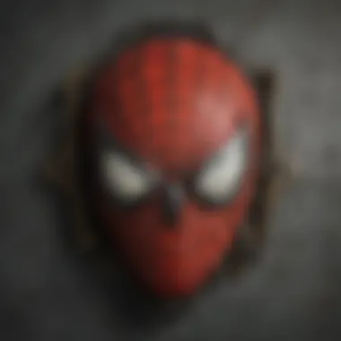 Close-up of Spider-Man's mask and emblem.