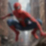 Spider-Man in iconic web-slinging pose