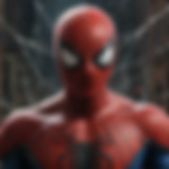 Close-up of Spider-Man's webbing with intricate details