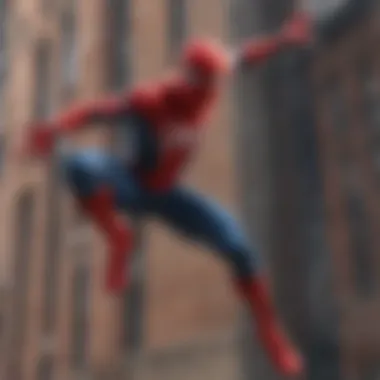 A dynamic scene featuring Spider-Man in action