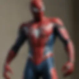 A vibrant adult Spider-Man costume showcasing intricate web patterns