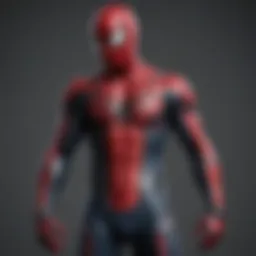 Futuristic design of a Spider-Man inspired suit showcasing advanced materials