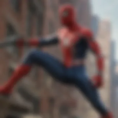 Contrasting Versions: Tradition vs. Reimagination A split scene showing traditional Spider-Man and the gun-wielding version, highlighting the contrast.