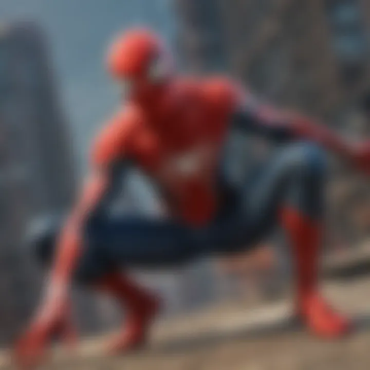 Concept art of Spider-Man in a video game universe