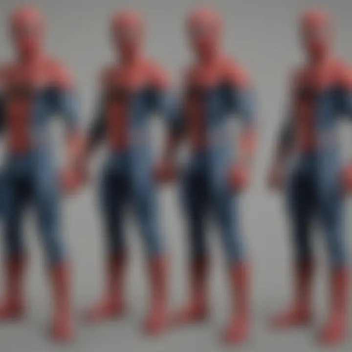 Illustration showcasing the evolution of Spider-Man's attire