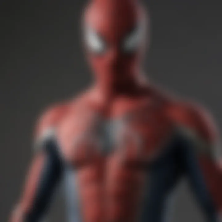 Close-up of intricate Spider-Man suit details