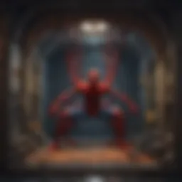 Detailed view of the LEGO Spider-Man Lair showcasing its intricate design elements