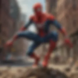 Peter Parker in classic Spider-Man pose