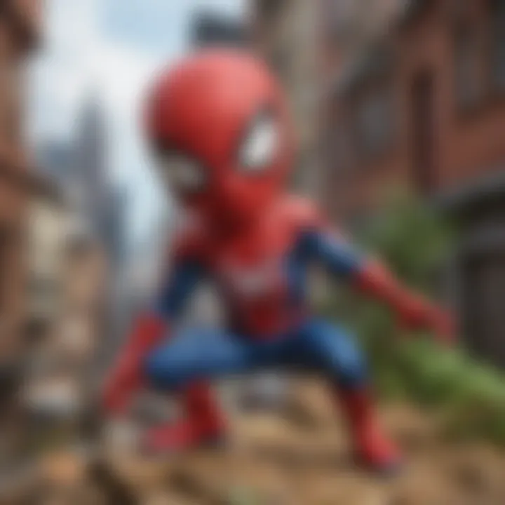 Nendoroid Spider-Man displayed alongside other collectible figures