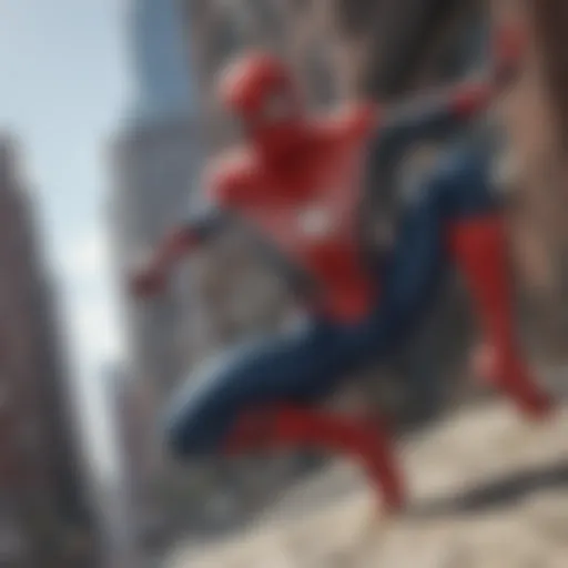 Dynamic action sequence in the Spider-Man game