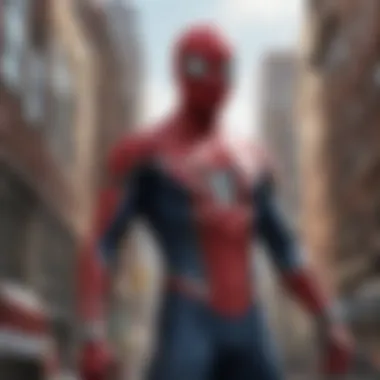 Close-up of Spider-Man's new suit highlighting its intricate design