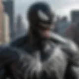 A dramatic scene showcasing Venom in full transformation with stunning visual effects.