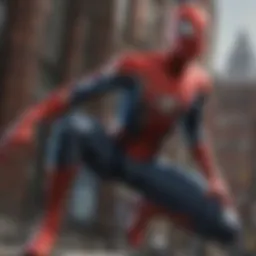 A classic comic book panel showcasing Spider-Man in action.