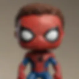 Close-up of a Spider-Man Funko Pop figure showcasing intricate details