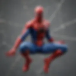 Close-up of Revoltech Spider-Man's intricate web pattern