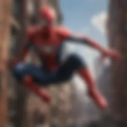 Spider-Man swinging through the city