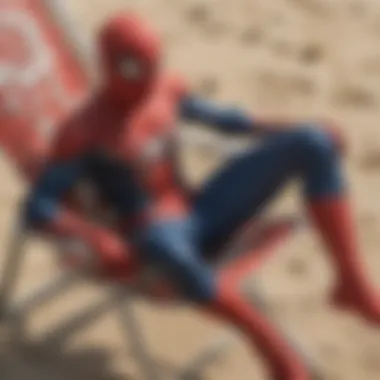 Close-up of the Spider-Man design on the chair fabric