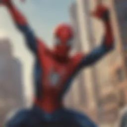 A vibrant comic book cover featuring Spider-Man in action, showcasing his agility and iconic suit.